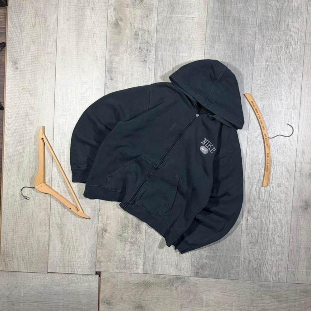 2000s emo grunge faded black and grey silver tag Nike full zip hoodie